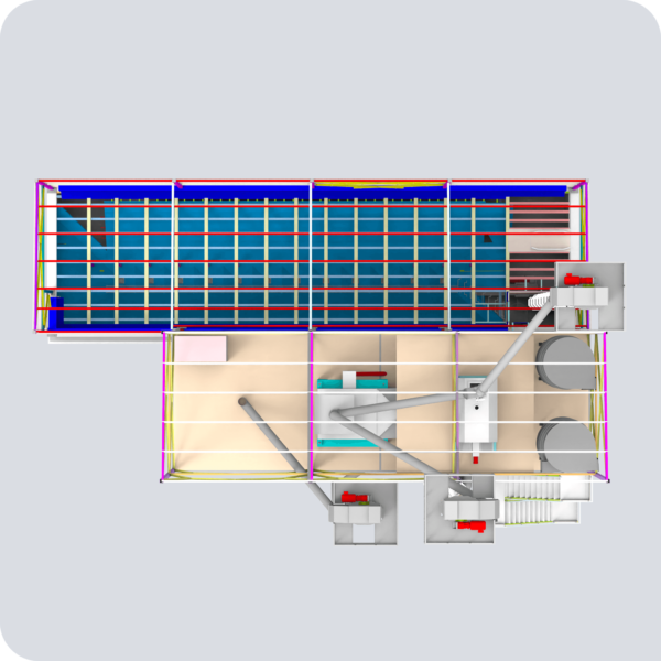 Модуль 110.3 Завальная яма механизированная, отделение зерноочистки (вид сверху)